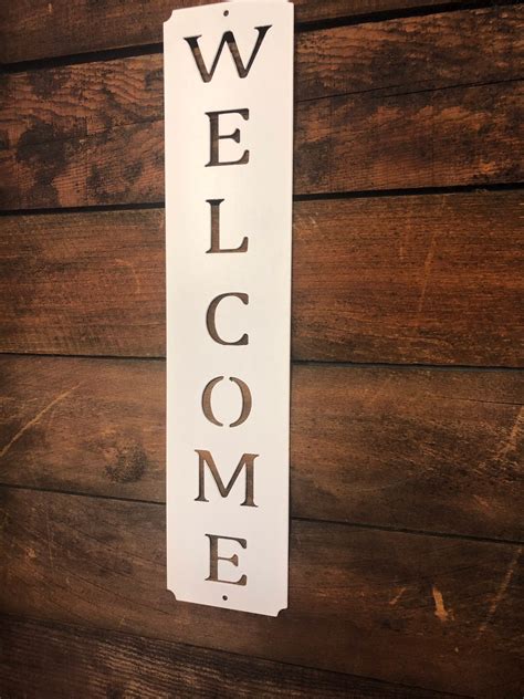 Vertical welcome metal sign | Etsy