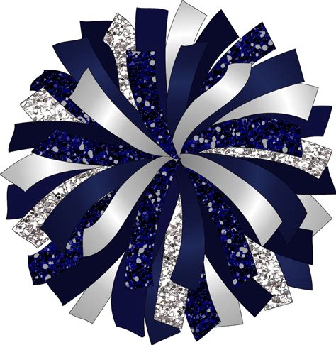 CUSTOM POM Glitter and Glam Pom Pom Digital Clip Art Navy and Silver Pom Pom Png Cheerleading ...