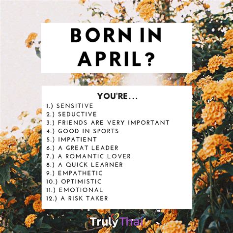 Born in April? - TrulyThai | Birth month quotes, April quotes, People born in april