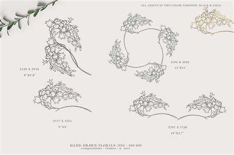 Hand-Drawn Floral Wedding Sets By Patishop Art | TheHungryJPEG