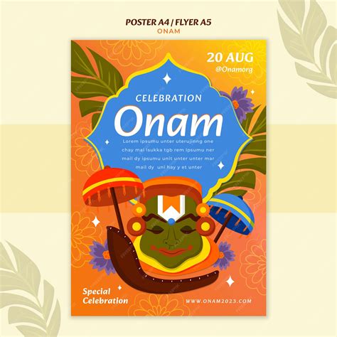 Free PSD | Flat design onam celebration poster template