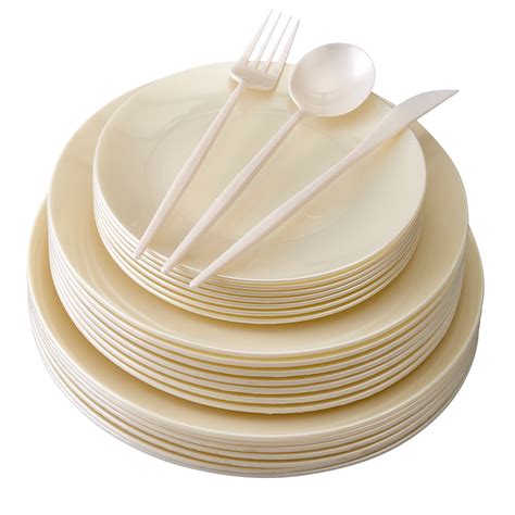 DISPOSABLE PLASTIC DINNERWARE SET | 156 pc | 20 Dinner Plates | 20 ...