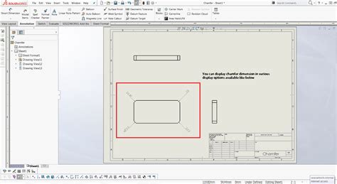 Chamfer Dimensioning in 2D Drawings