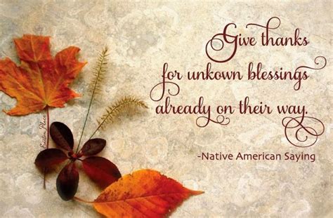 two autumn leaves with the words give thanks for unknown blessings ...