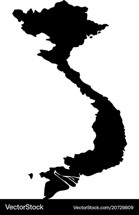 Black silhouette country borders map vietnam Vector Image