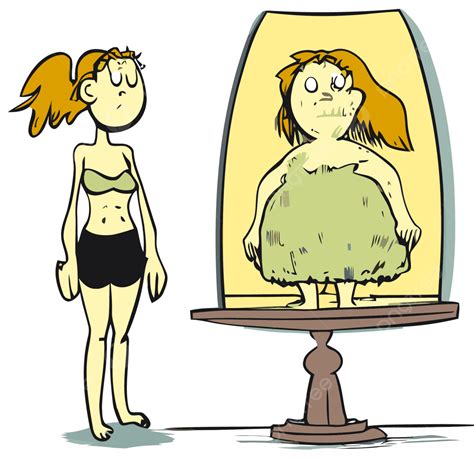 Anorexia Clipart Cartoon Cartoon Image Of A Cartoon Girl Holding A Doll In Front Of A Mirror ...