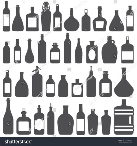 Various Bottles Vector Silhouette Icons Set Stock Vector 152546882 - Shutterstock