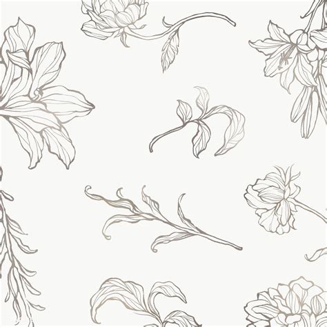 Gold Floral Outline Transparent Background PNG