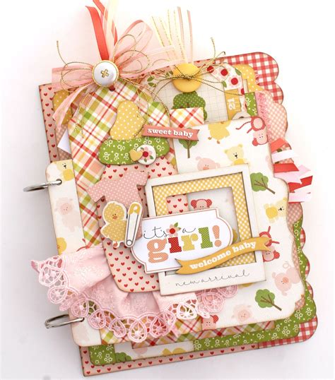 Welcome Baby Girl Mini Album | Baby scrapbook album, Mini photo albums ...