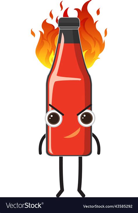 Chili sauce bottle cartoon character Royalty Free Vector