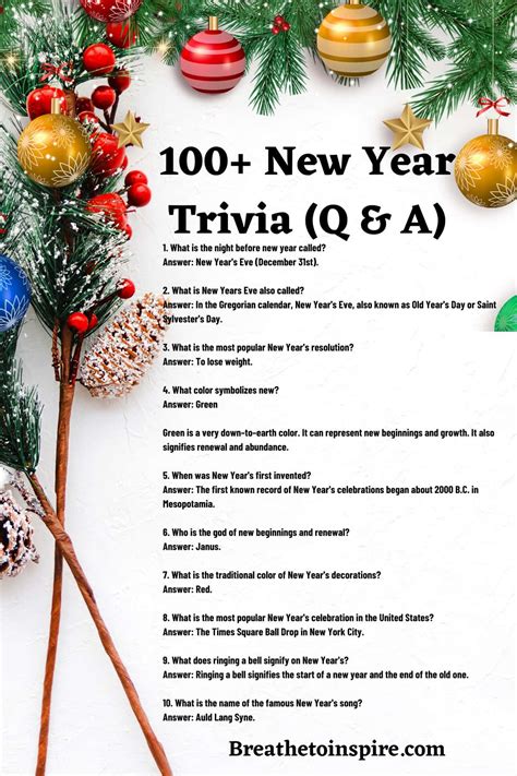 100+ New Year's Trivia Questions And Answers (2024 Edition) - Breathe To Inspire