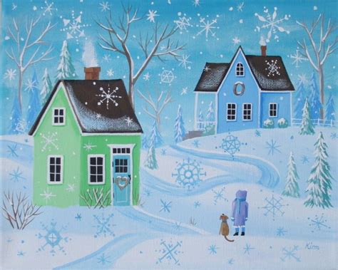 Counting Snowflakes Folk Art Print - Etsy New Zealand