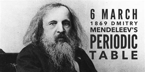6 March 1869. Dmitry Mendeleev presents the first periodic table to the Russian Chemical Society ...