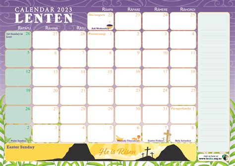 Te Aka’s Lenten Calendar for 2023 - Te Aka