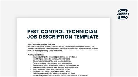 Pest Control Technician Job Description | Free Template