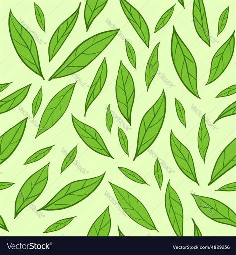 Seamless pattern with green tea leaves Royalty Free Vector