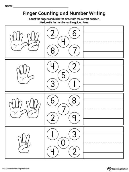 Counting the Fingers and Writing the Number Worksheet ...