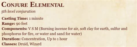 Conjure Elemental 5e Guide - These essential things you need to know - Creature College