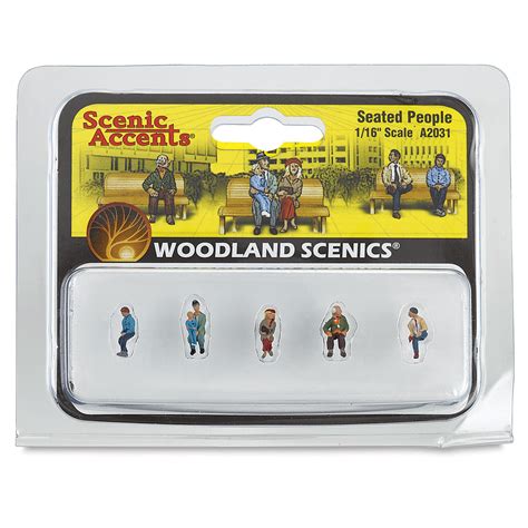 Woodland Scenics Model Scenery - Seated Scale People, Pkg of 5, 1/16" | BLICK Art Materials