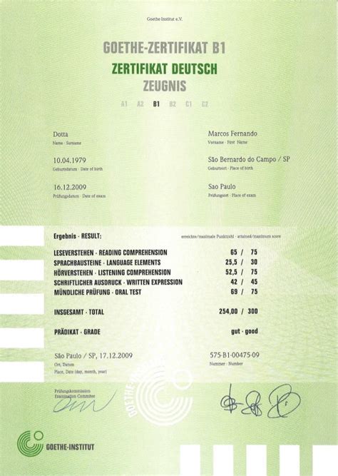 German Certificate - ZD (B1)