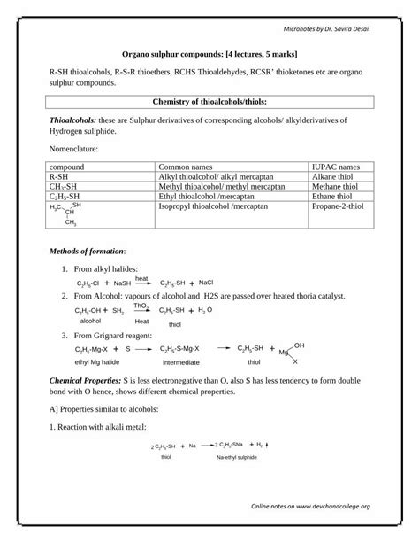 (PDF) B.sc I Organo Sulphur Compounds - DOKUMEN.TIPS