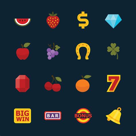 Slot Machine and Casino Icons with Black Background 7775023 Vector Art ...