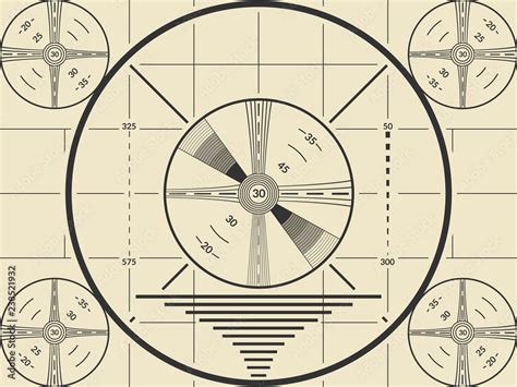 Vintage tv test screen pattern for television calibration. Stock Vector | Adobe Stock