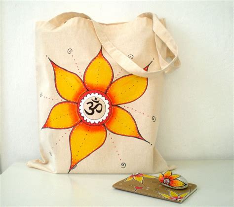 OM Lotus Cotton Tote Bag Handpainted Lotus Flower Zen tote | Etsy | Painted bags, Craft bags, Bags