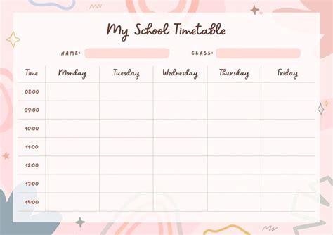 Pink Pastel Cute Abstract My School Timetable A4 | Template on Canva in 2022 | School timetable ...