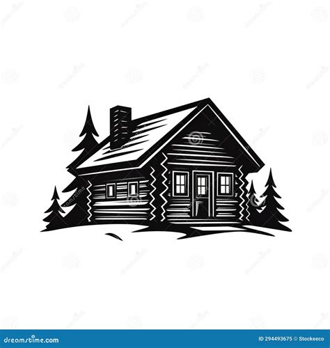 Simple Cabin Silhouette: Classic Tattoo Style Vector Illustration Stock Illustration ...