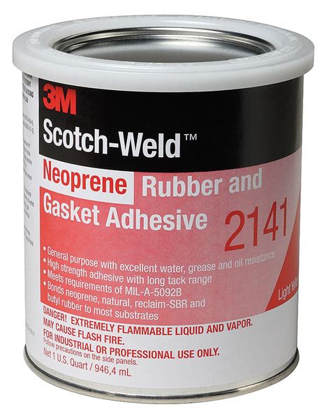 SCOTCH-WELD Water-Resistant Neoprene Gasket Adhesive, -40 to 180°F Temp. Range, Full Cure 24 hr ...