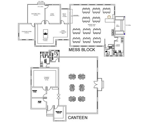 Hostel room plan of mess block and canteen is given in this Autocad drawing file. Download now ...