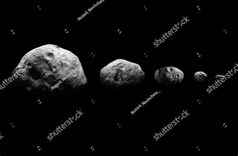 Comparison of large asteroids on a black background. Asteroids of ...