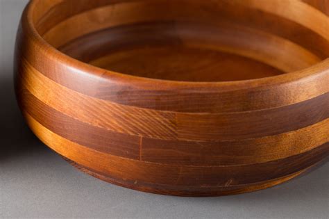 Wood Salad Bowl Set - Set of 5 Vintage Solid Maple Wood Food Safe ...