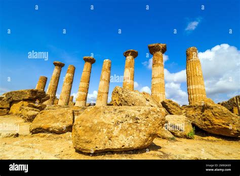 Temple of Heracles - Valley of the Temples archaeological site - Agrigento, Sicily, Italy Stock ...