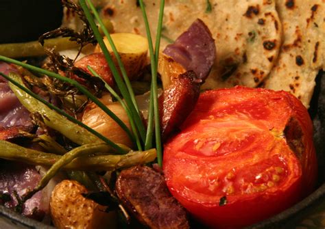 Oven Roasted Vegetables with Chive Pancakes – Driftless Appetite