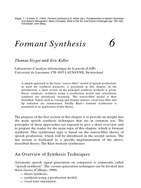 Formant Synthesis | Speech Synthesis | Synthesizer