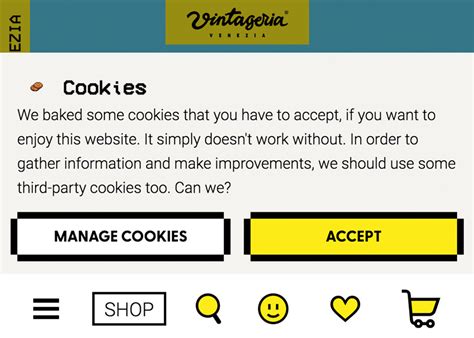 Vintageria - cookies UX copywriting - Awwwards