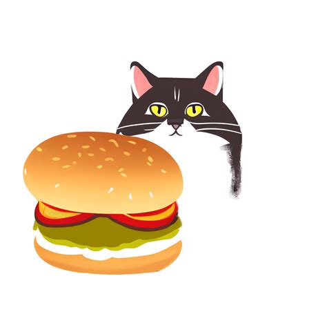 Cat Eating Hamburger · Creative Fabrica