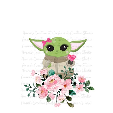 Baby Yoda Girl With Ring of Flowers, Bundle Set of 2, Starwars ...