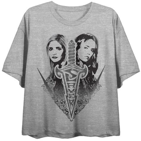 Buffy The Vampire Slayer Slayerettes Distress Art Crew Neck Short Sleeve Gray Heather Women's ...