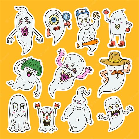 Premium Vector | Cute ghost sticker collection