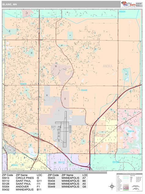 Blaine Minnesota Wall Map (Premium Style) by MarketMAPS - MapSales