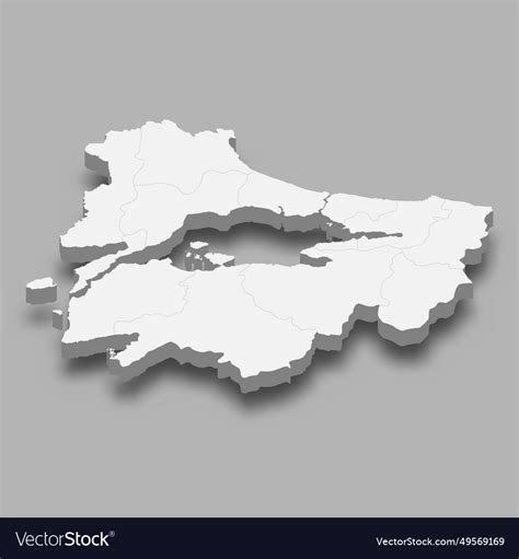 3d isometric map marmara region of turkey Vector Image