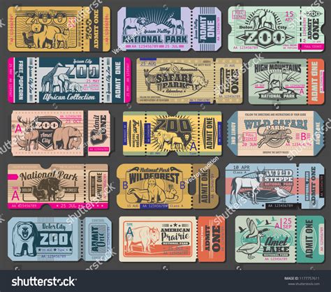 Zoo Tickets Zoological Park Vector Vintage Stock Vector (Royalty Free ...