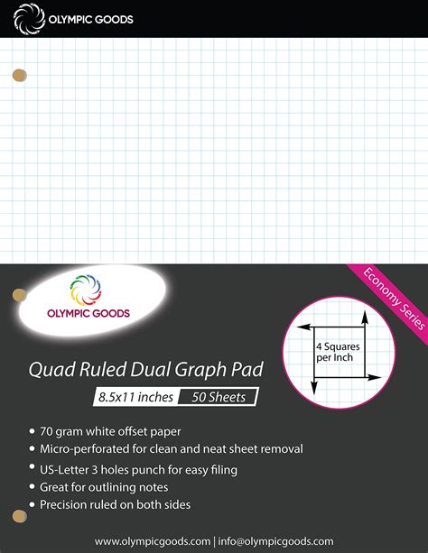 8.5 x 11 Inches Quad Ruled Dual Graph Paper Pad – Cadmus Goods