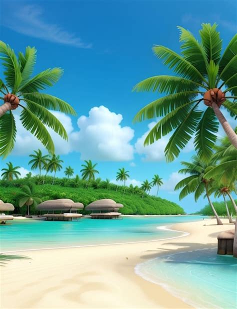 Premium AI Image | 3d animation summer beach of wallpaper