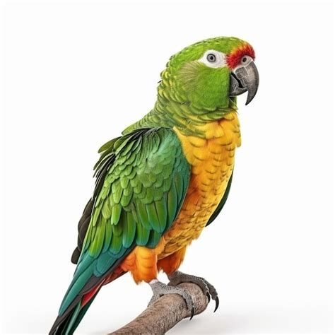 Premium AI Image | A green parrot with a yellow head and green feathers ...