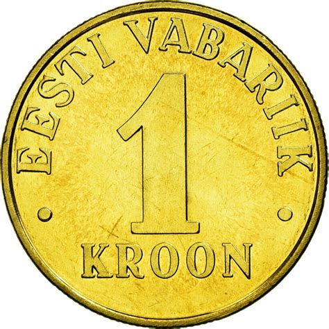 One Kroon, Nordic Gold, Coin Type from Estonia (showing photos ...