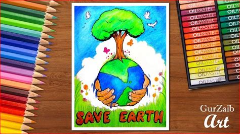 Healthy Environment Poster Drawing, Save Environment, Oil Pastel Art, Oil Pastel Drawings ...